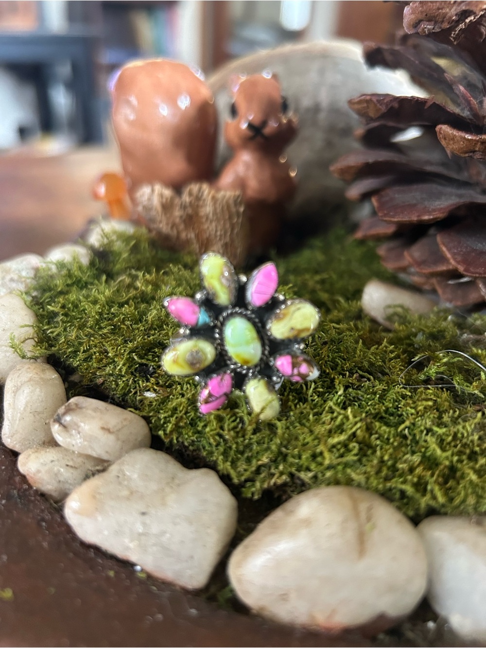 925 Sterling cotton candy turquoise ring
